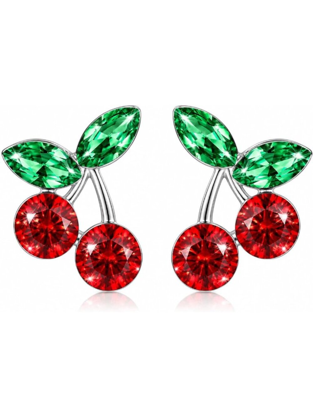 Cute Cherry Stud Earrings for Women, Trendy Rhinestone Fruit Jewelry, Valentine